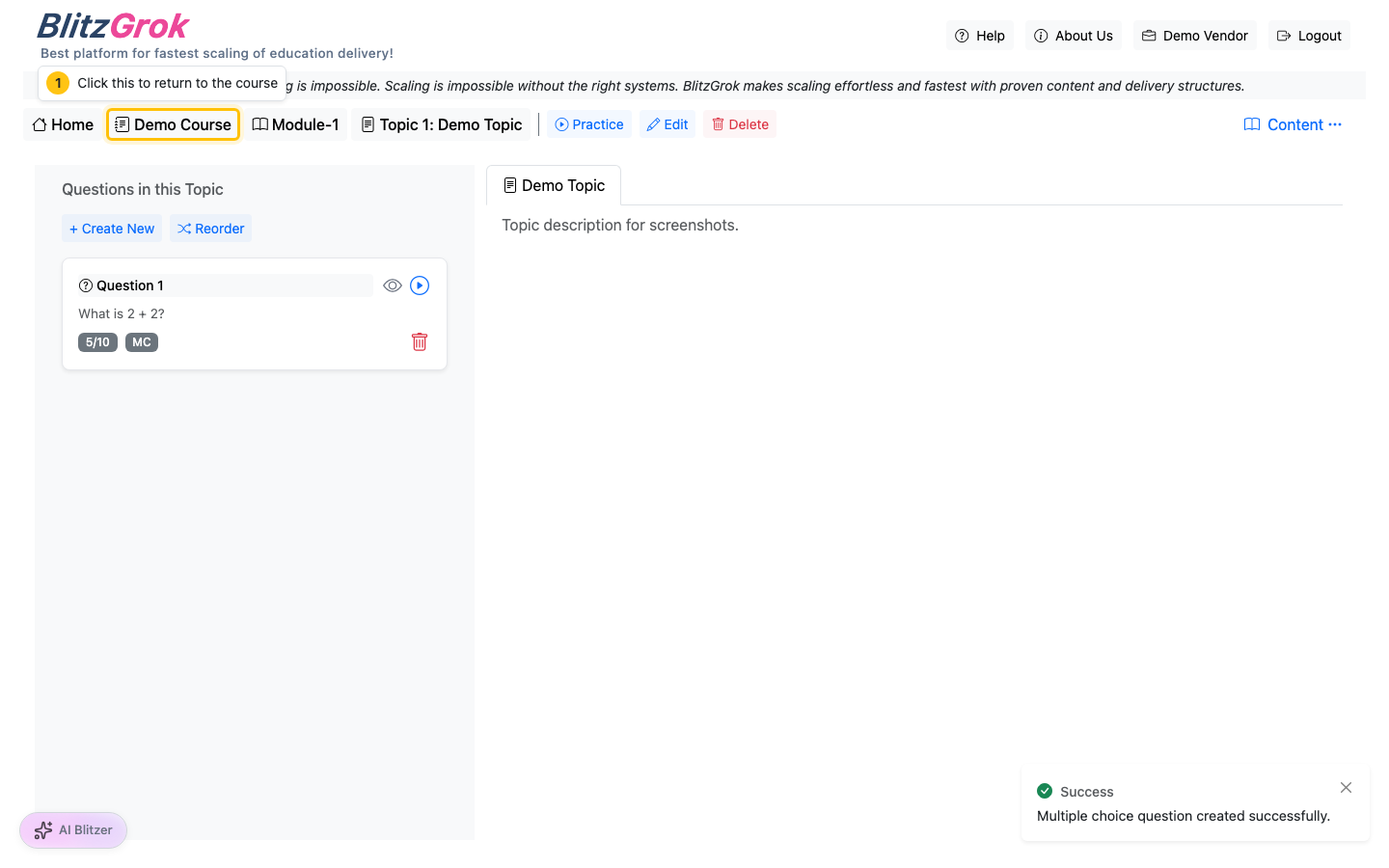 Multiple choice question created