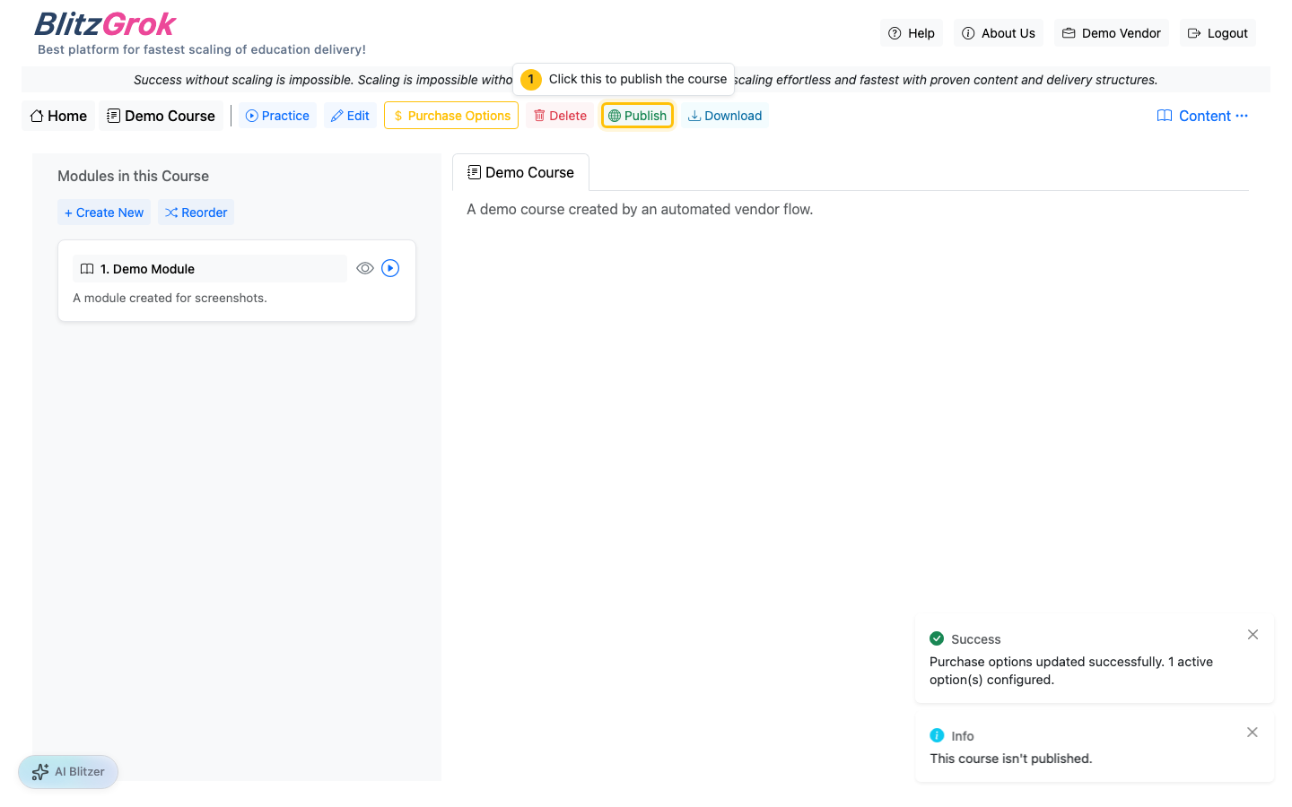 Purchase options saved